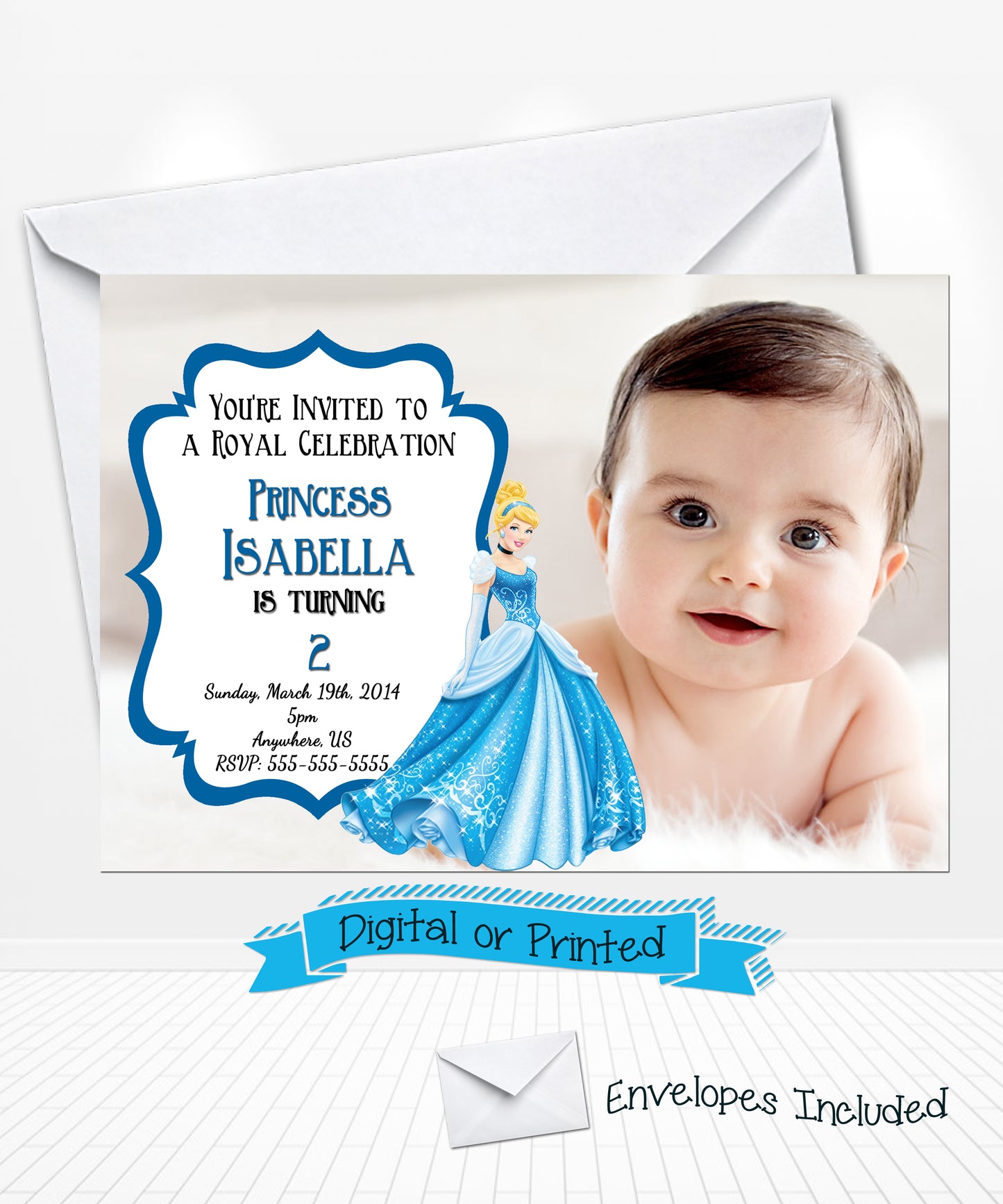 Princess Cinderella Birthday Invitations