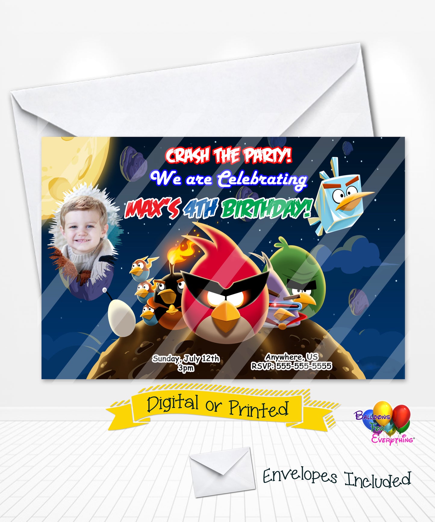 Angry Birds Birthday Photo Invitations