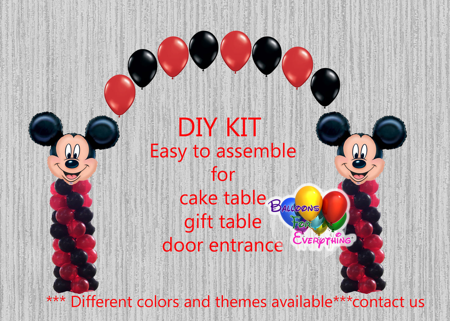 Red Mickey Mouse Birthday Balloon Arch Columns