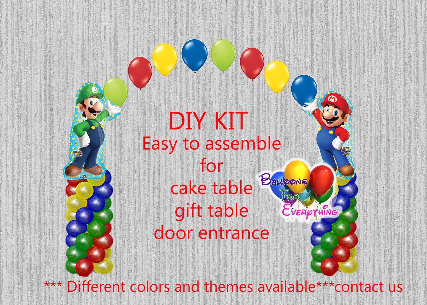 Super Mario Brothers Luigi Birhday Balloon Column Arch Decorations