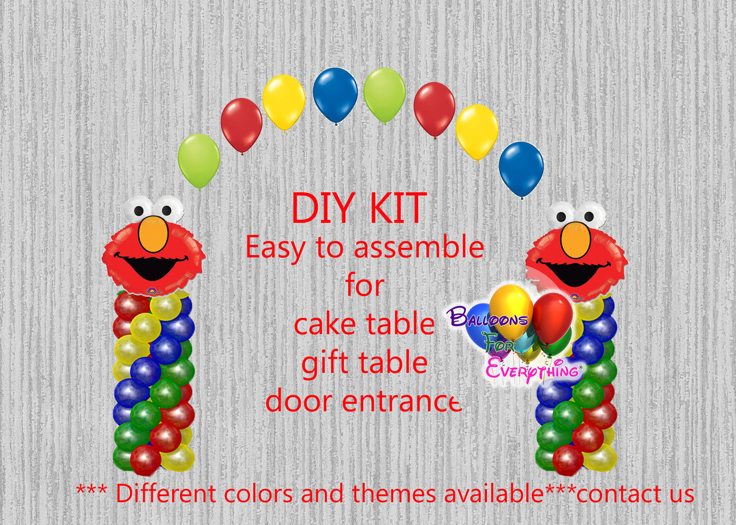 Elmo Birthday Balloon Arch Columns, Sesame Street Cake Table, Gift Table, DIY KIT Party Supplies