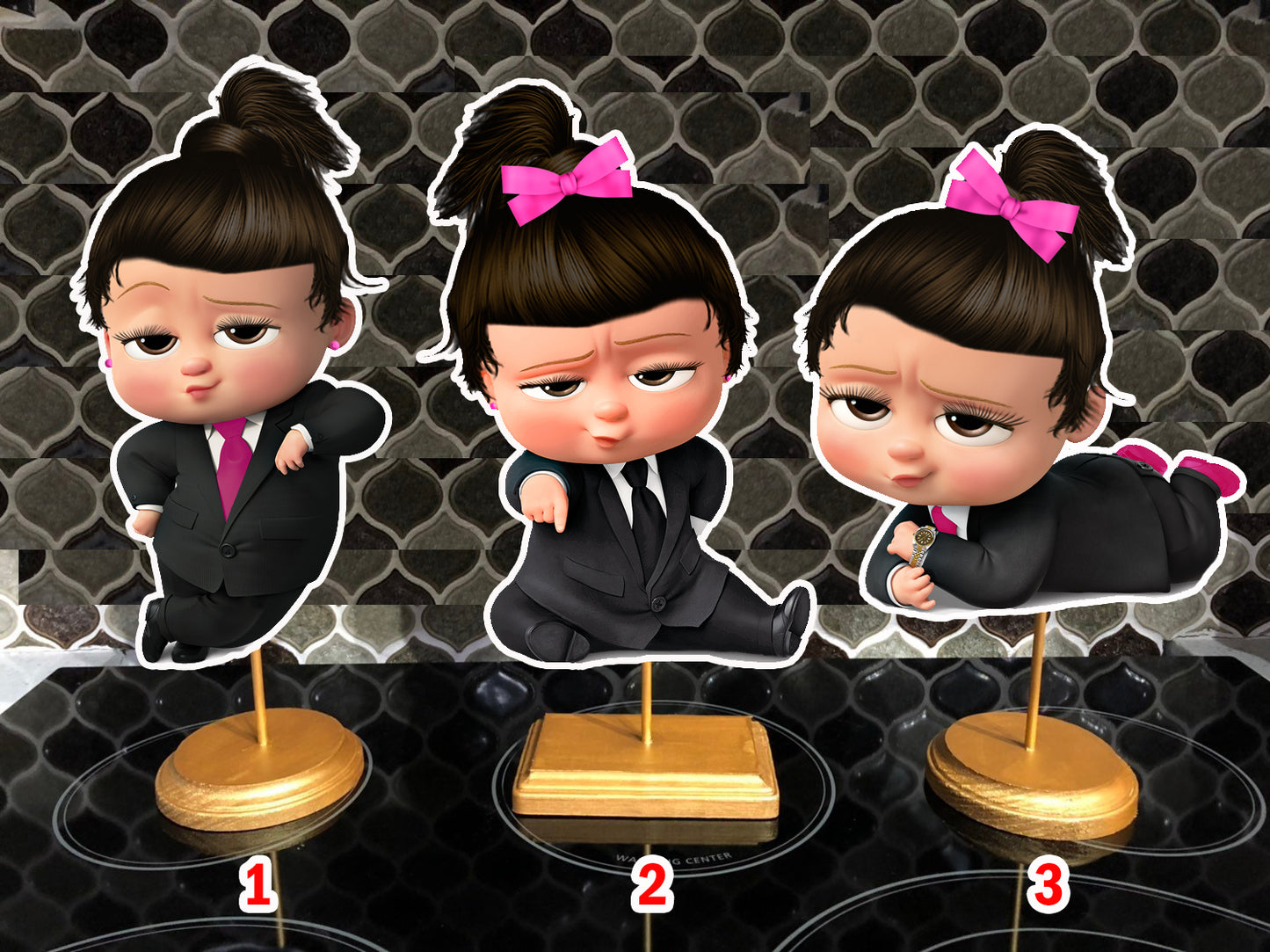 Latina Boss Baby Pink Girl Birthday Centerpieces