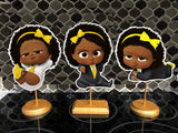 Afro American Yellow Boss Baby Girl Party Centerpieces