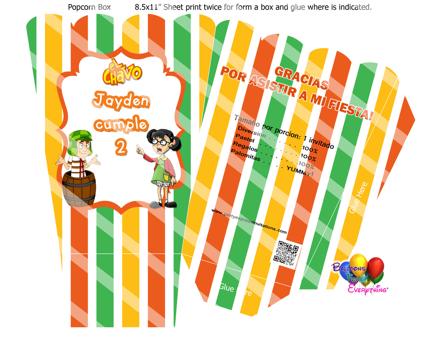 El Chavo del 8 Birthday Popcorn Boxes