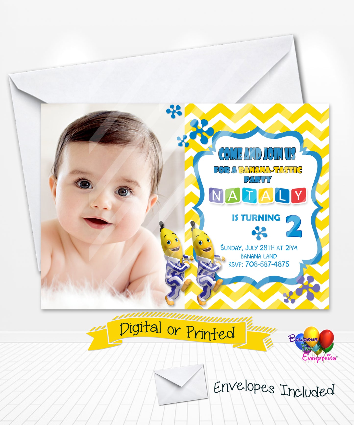 Bananas in Pyjamas Birthday Photo Invitations