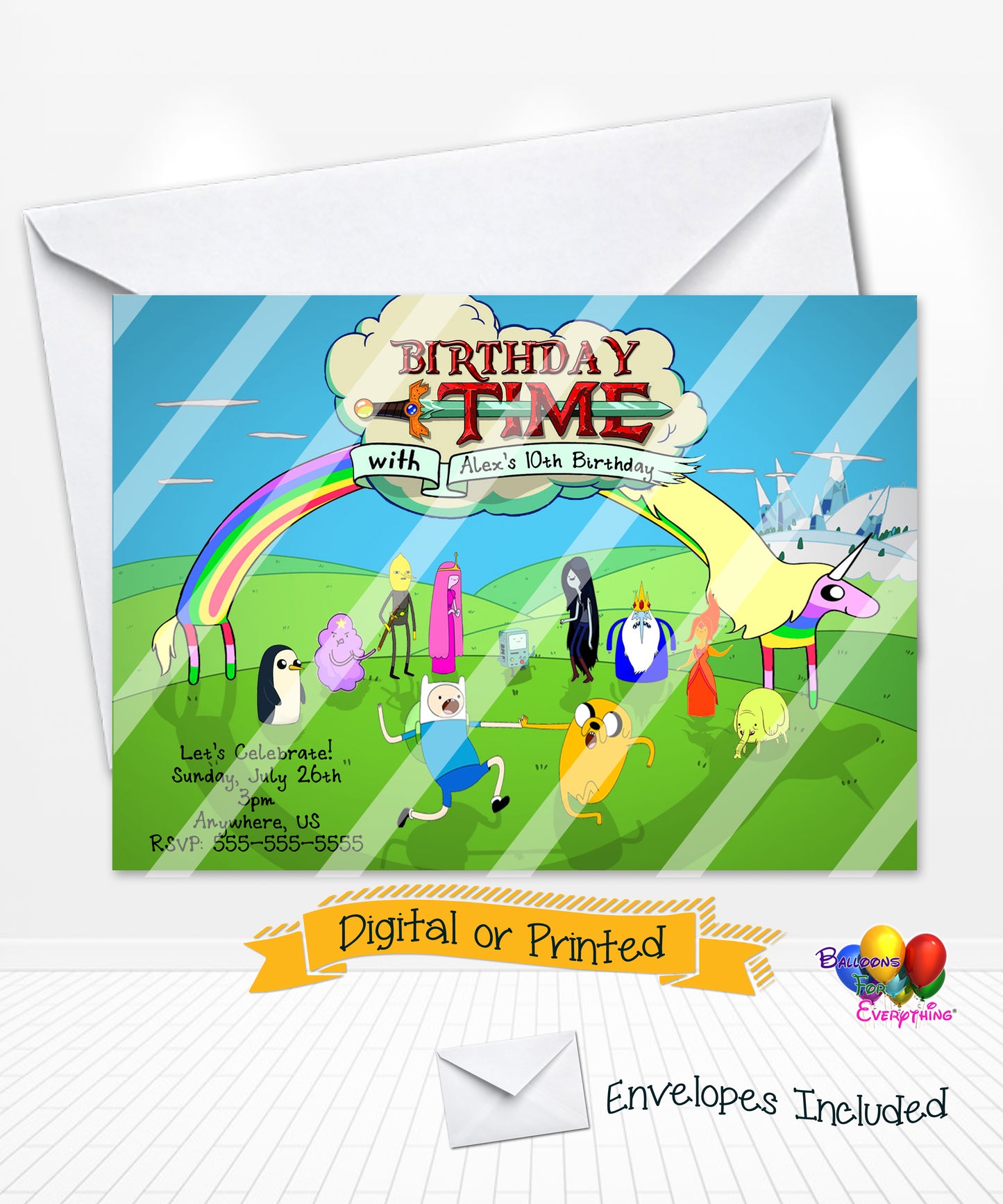 Adventure Time Birthday Invitations