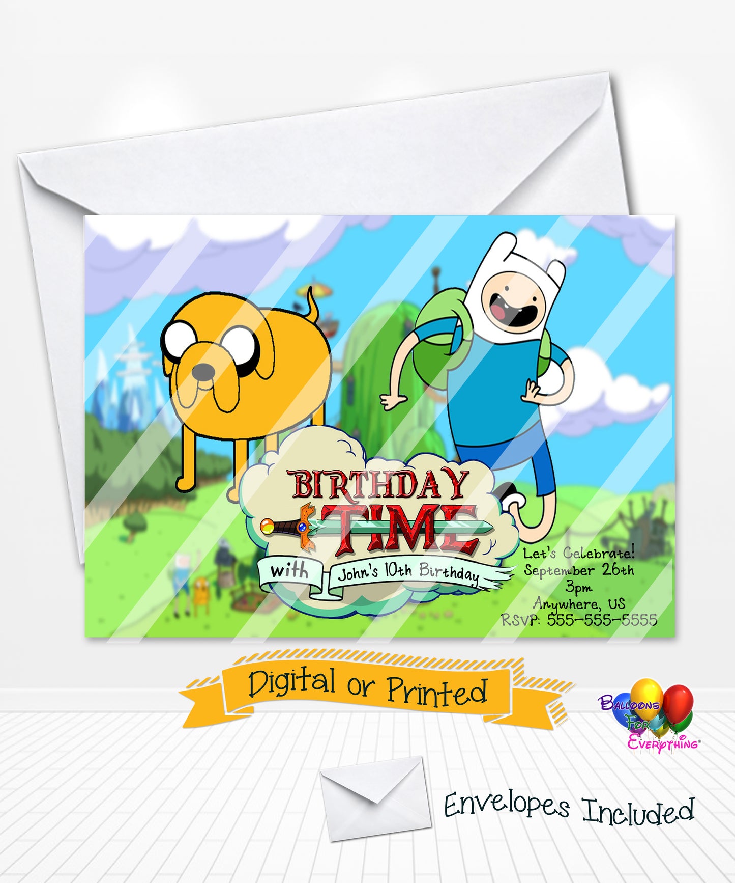 Adventure Time Birthday Party Invitations