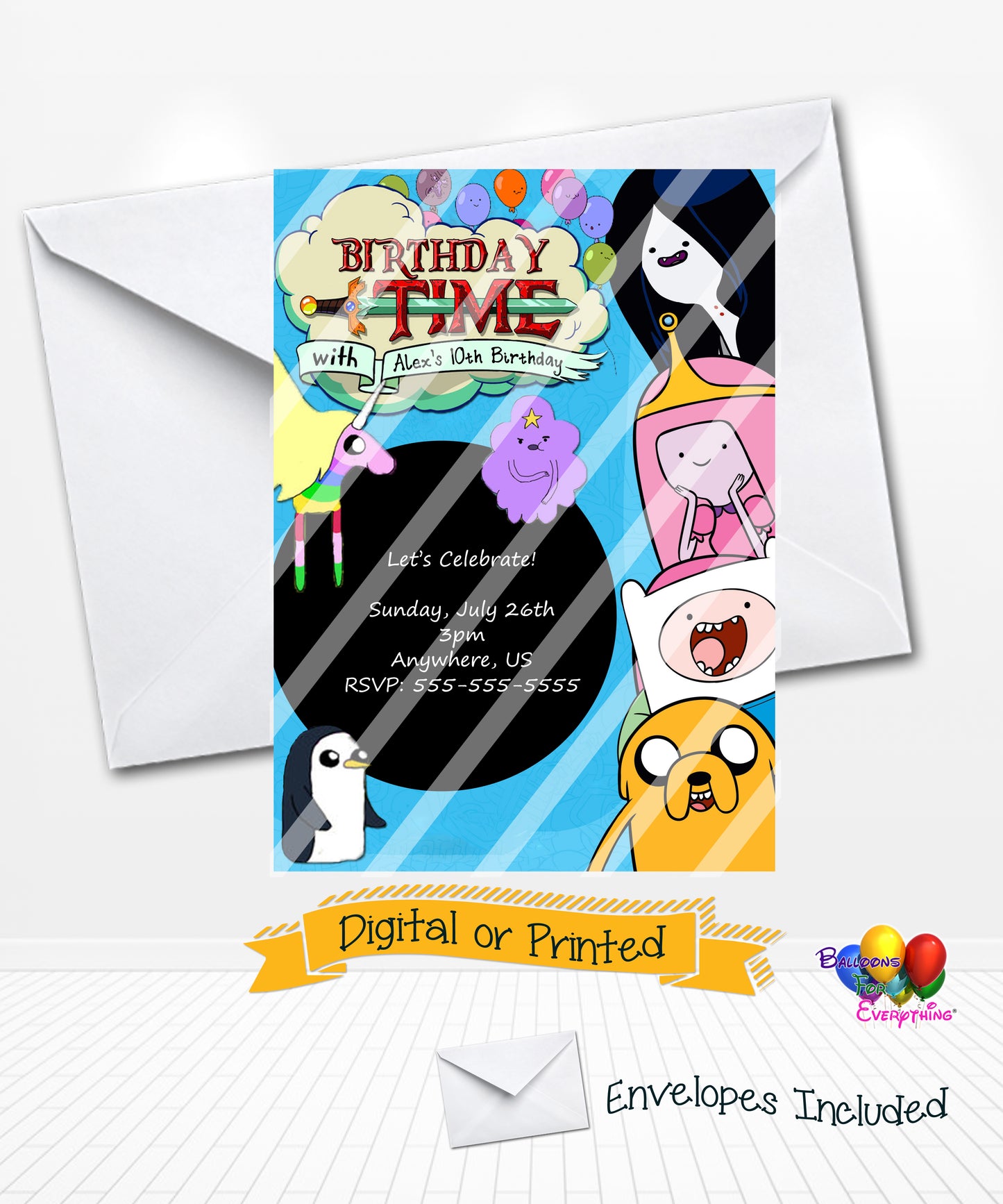 Adventure time birthday party invitations
