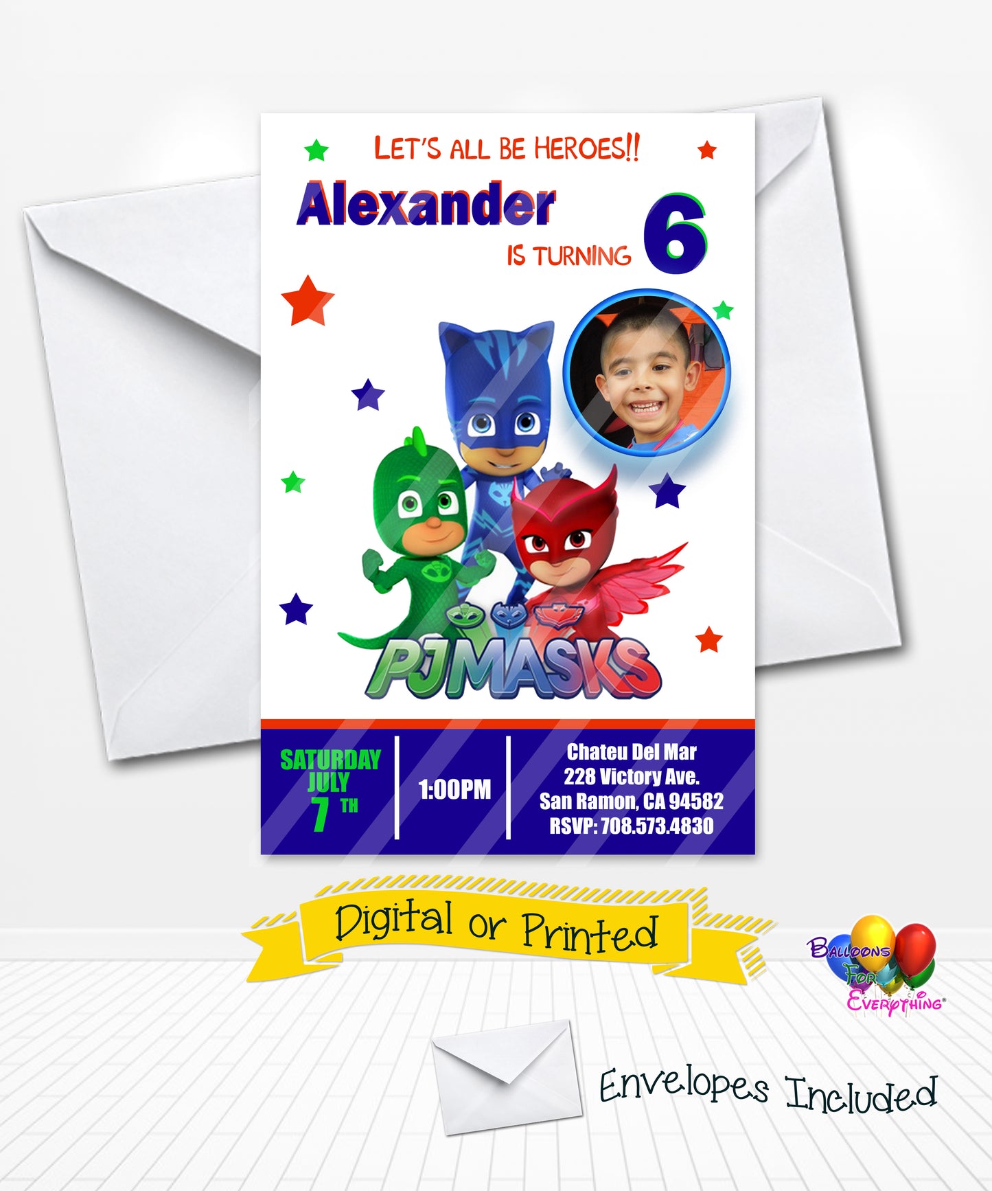 PJ Masks Birthday Invitations