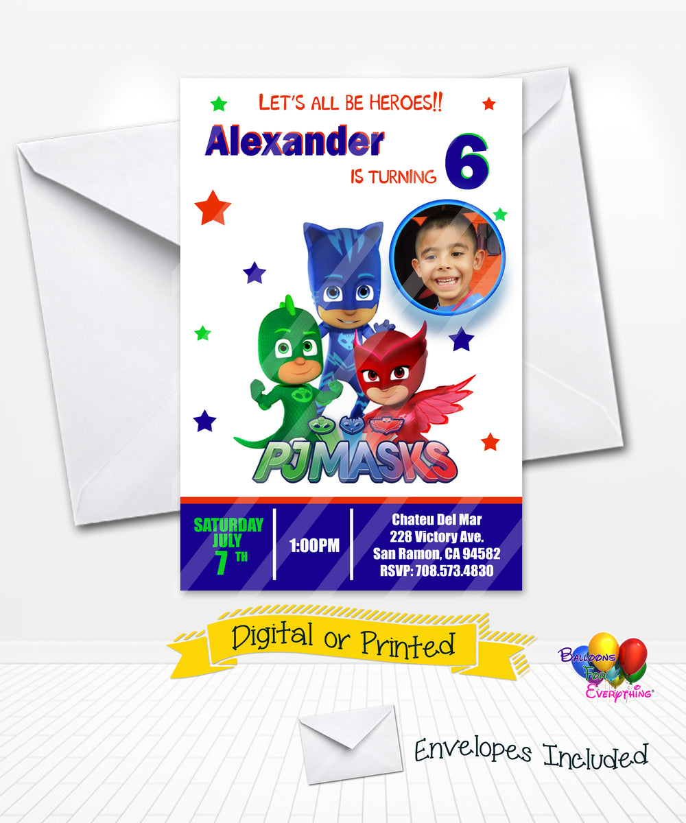 PJ Masks Birthday Invitation – Balloonsforeverythingonline