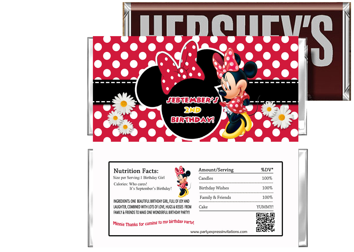 Red Minnie Mouse with White Daisies Birthday Party Favors