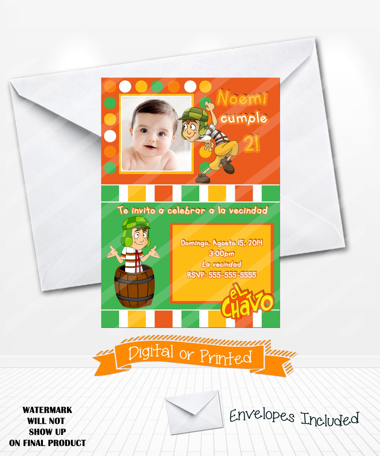El Chavo del ocho birthday party invitations