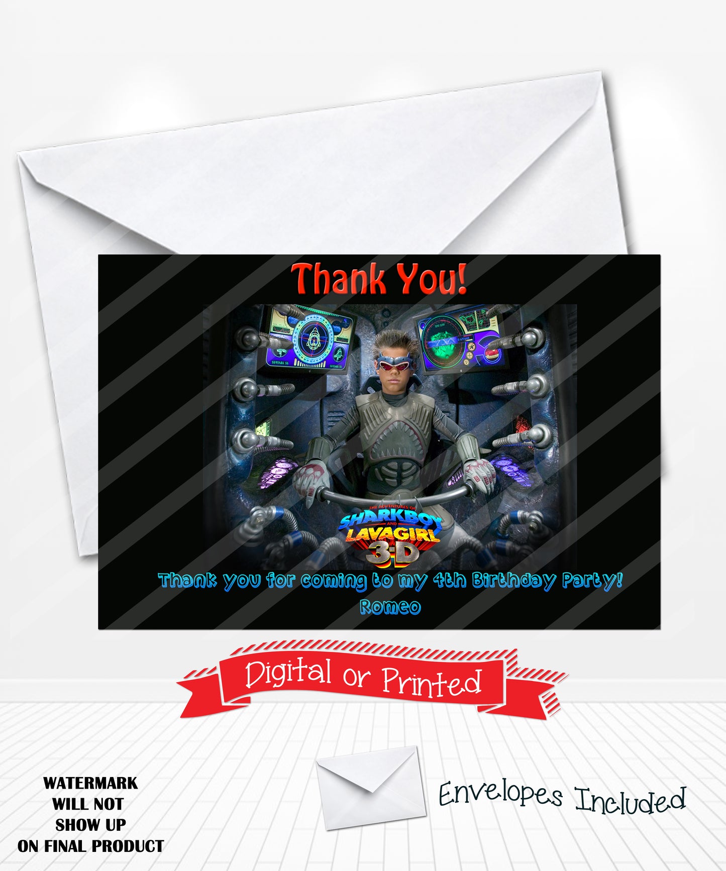 Sharkboy Lavagirl Birthday Thank You Card