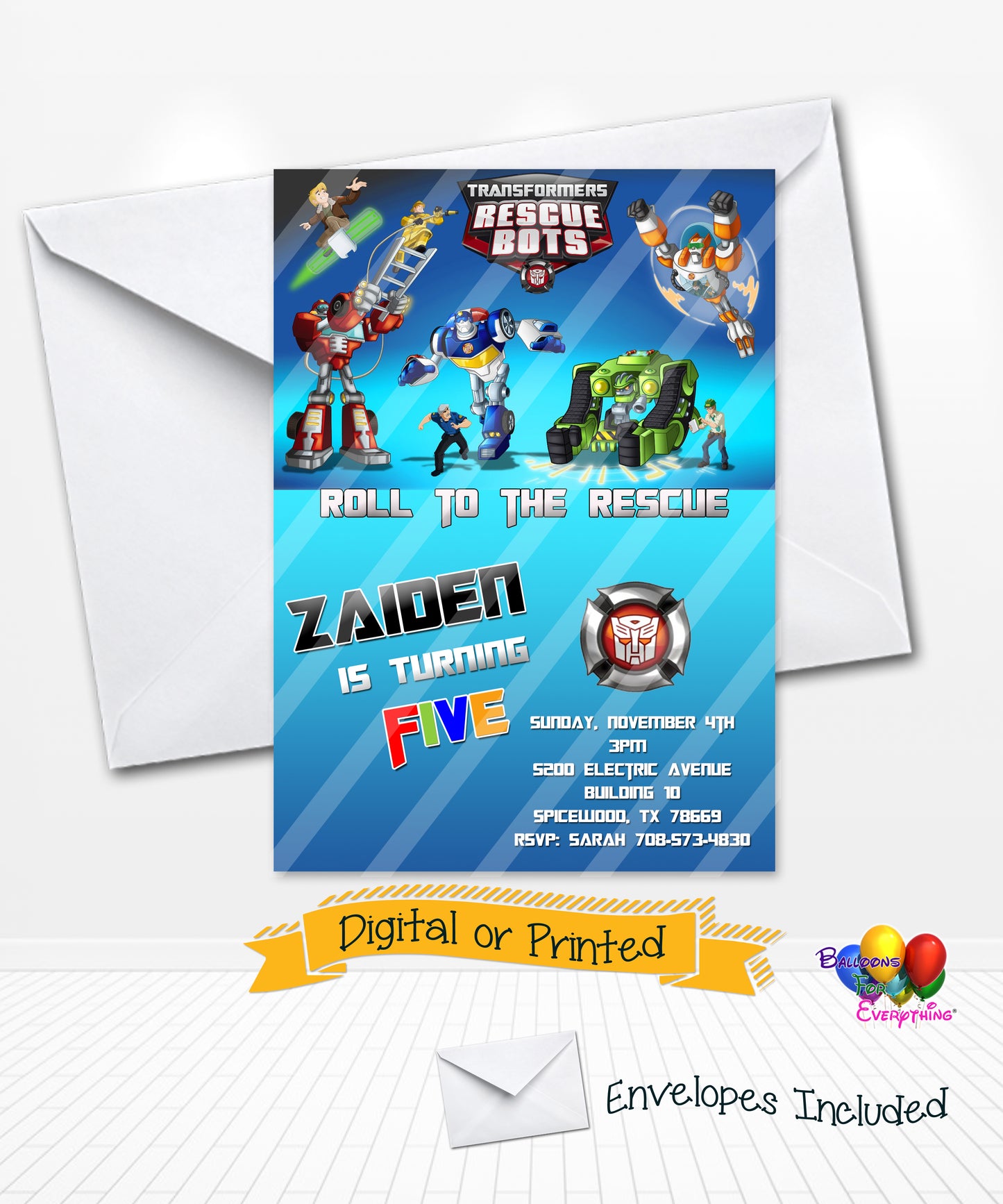 Transformers Rescue Bots Birthday Invitations
