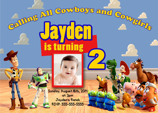 Toy Story Movie 5 Birthday Invitation