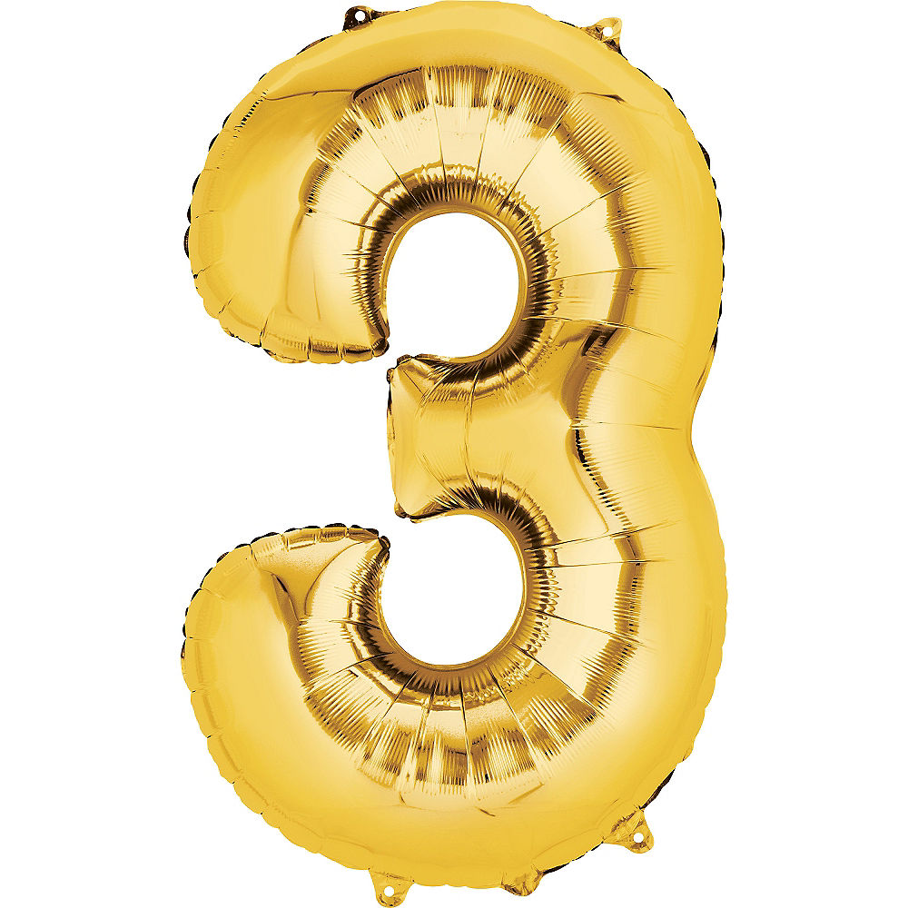 Giant Gold Number 3 Balloon
