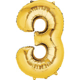 Giant Gold Number 3 Balloon