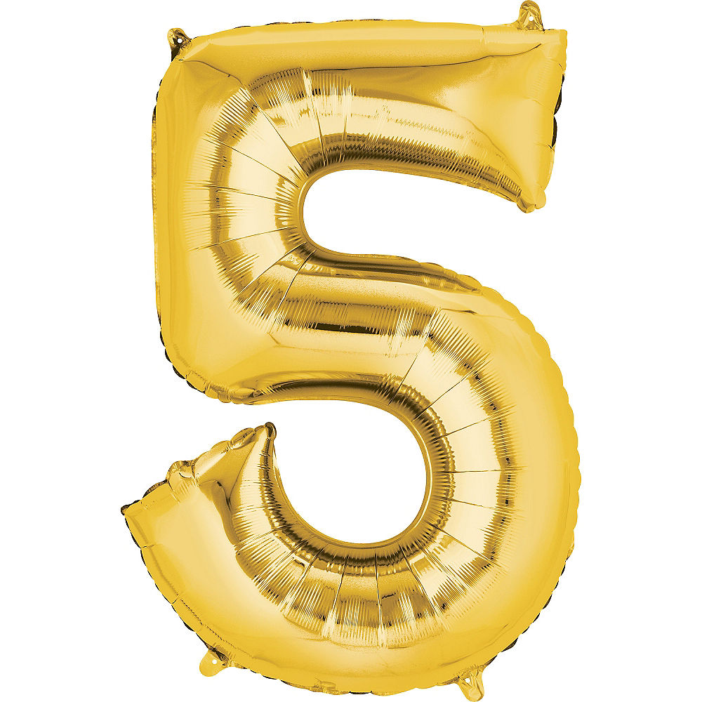 Giant Gold Number 5 Balloon