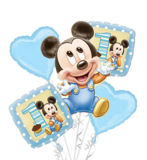 Baby Mickey Mouse Balloon 1st Birthday Bouquet