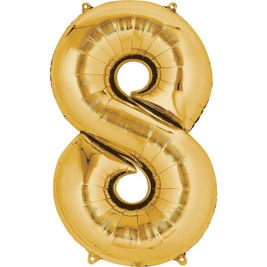 Giant Gold Number 8 Balloon