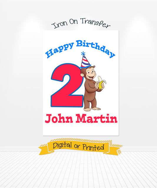 Curious George Birthday Iron On Transfer