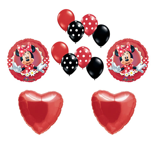 Red Minnie Mouse Birthday Balloons 12pc