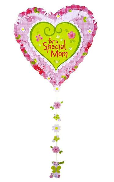 34'' Heart 'For a Special Mom' Foil Balloon with Ribbon