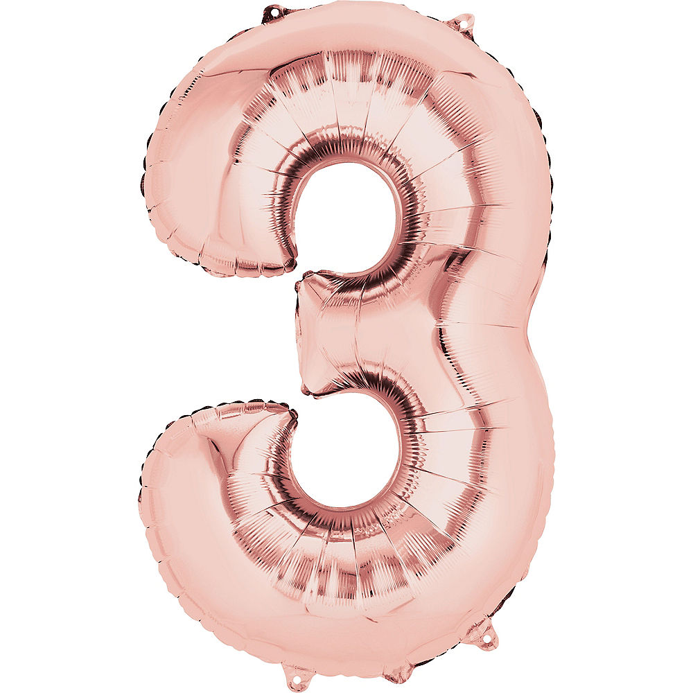 Giant Rose Gold Number 3 Balloon