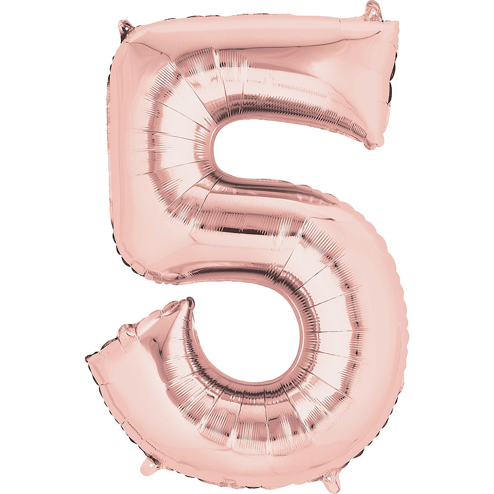Giant Rose Gold Number 5 Balloon