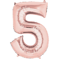 Giant Rose Gold Number 5 Balloon