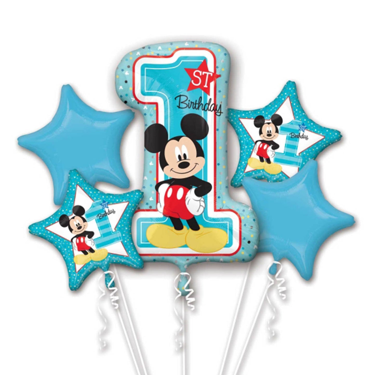Disney Mickey Mouse 1st Balloon Birthday Bouquet 5pc