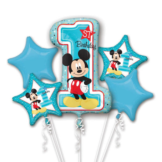 Disney Mickey Mouse 1st Balloon Birthday Bouquet 5pc
