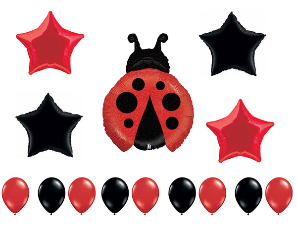 Red Lady Bug Birthday Balloons 14pc