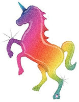 54 inch Glitter Rainbow Unicorn Holographic Foil Balloon