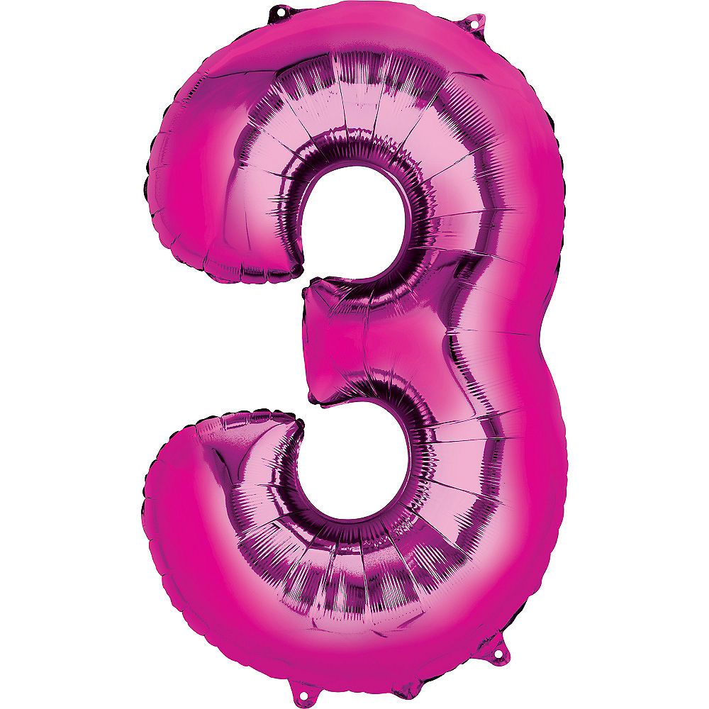 Giant Hot Pink Number 3 Balloon