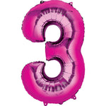 Giant Hot Pink Number 3 Balloon