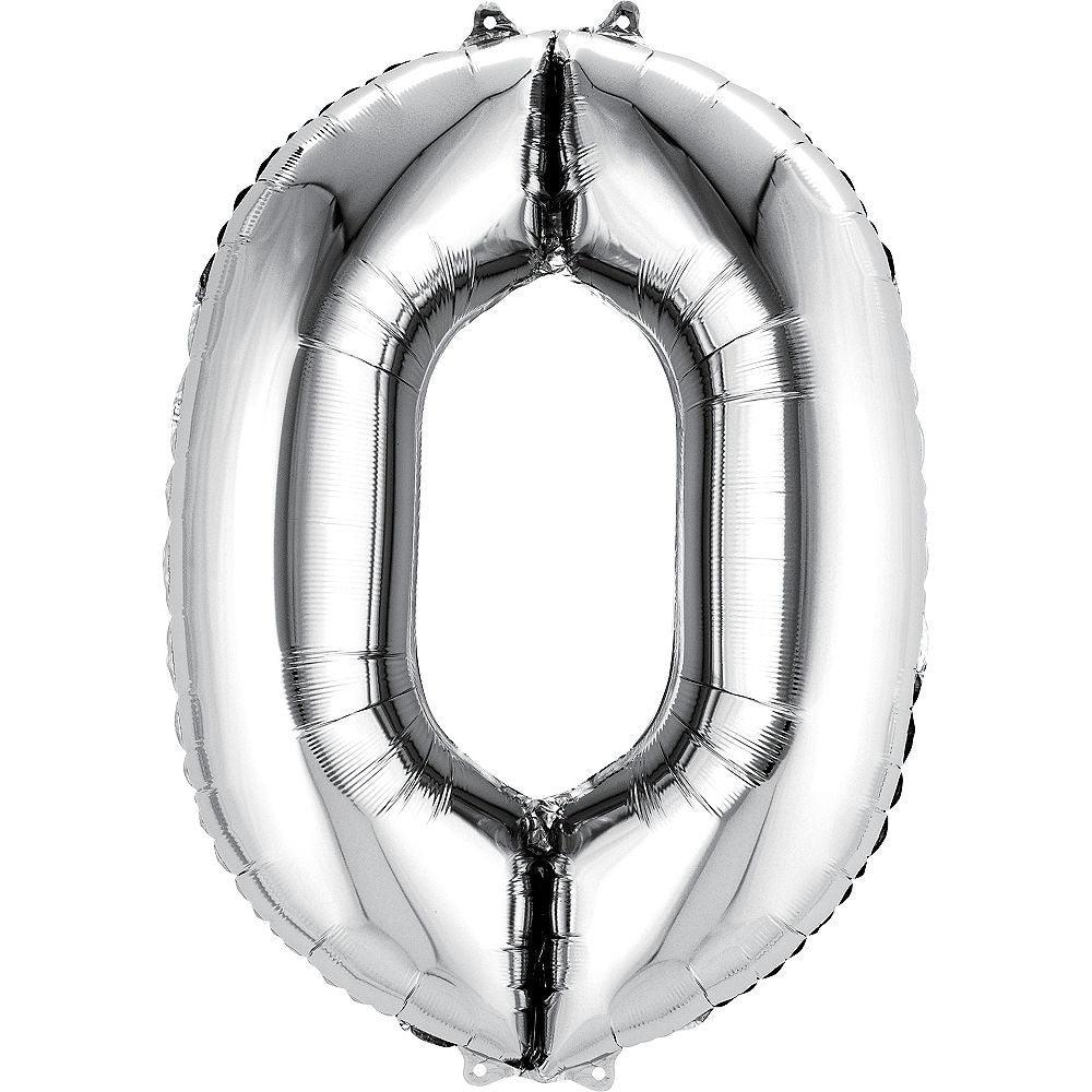 Giant Silver Number 0 Balloon