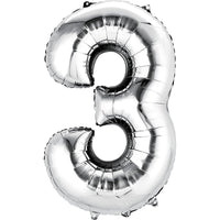 Giant Silver Number 3 Balloon