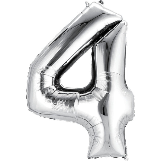 Giant Silver Number 4 Balloon