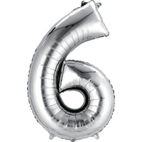 Giant Silver Number 6 Balloon