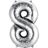Giant Silver Number 8 Balloon