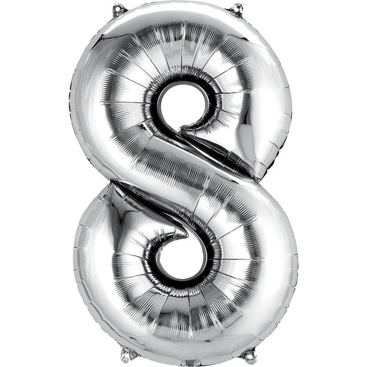 Giant Silver Number 8 Balloon