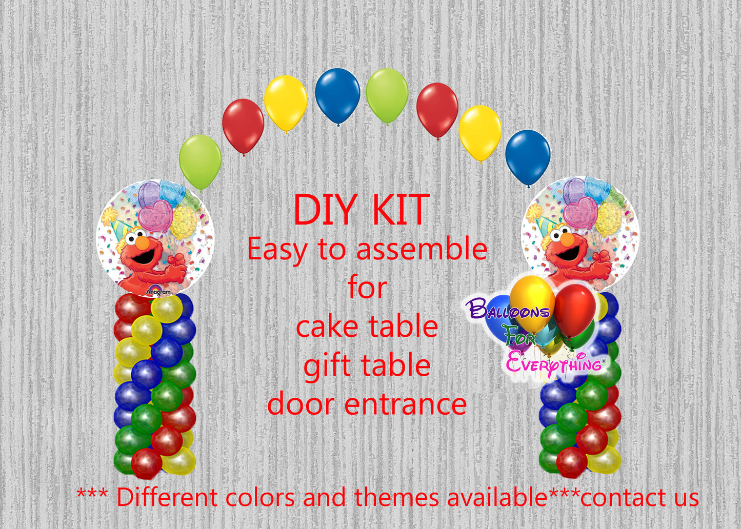 Sesame Street Elmo Birthday Balloon Arch Columns, Cake Table, Gift Table, DIY KIT Party Supplies