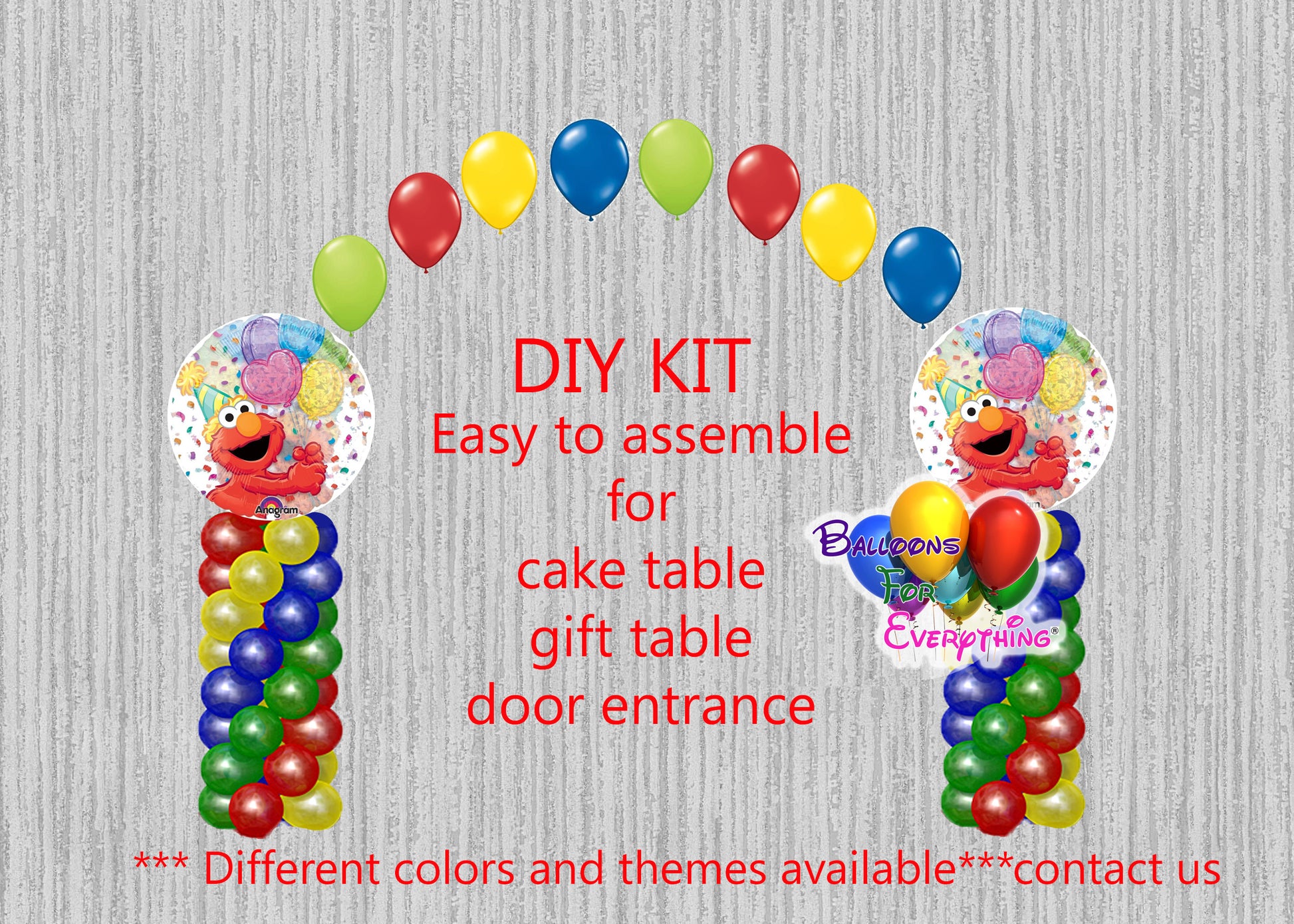 Sesame Street Elmo Birthday Balloon Arch Columns, Cake Table, Gift Table, DIY KIT Party Supplies