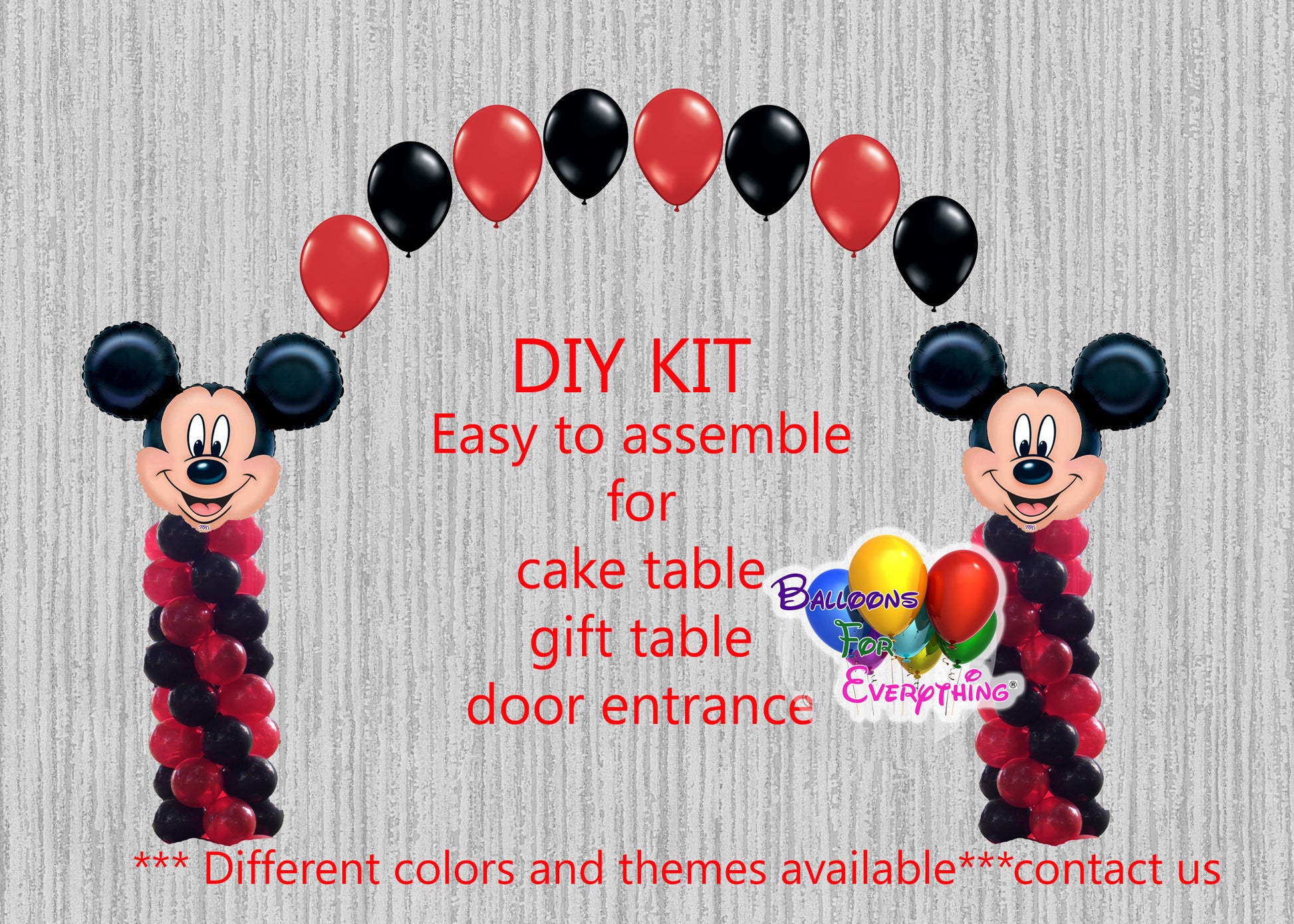 Red Mickey Mouse Birthday Balloon Arch Columns 