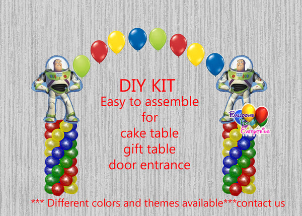 Toy Story Buzz Lightyear Birthday Balloon Arch Columns, Cake Table, Gift Table, DIY KIT Party