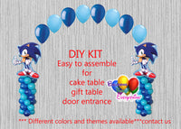 Sonic the Hedgehog Birthday Balloon Columns Arch, Cake Table, Gift Table, DIY KIT Party Supplies
