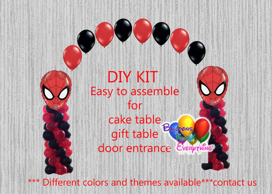 Spiderman Birthday Balloon Arch with Columns Party Decorations