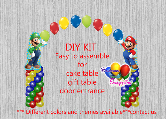 Super Mario Brothers Luigi Birhday Balloon Column Arch Decorations