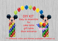 Mickey Mouse Clubhouse Birthday Balloon Arch Columns, Cake Table, Gift Table, DIY KIT Party Supplies